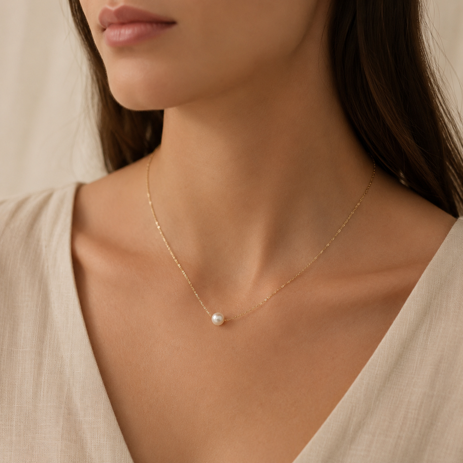 Lidia Akoya Pearl Necklace in 9K Gold by MOA - view 2