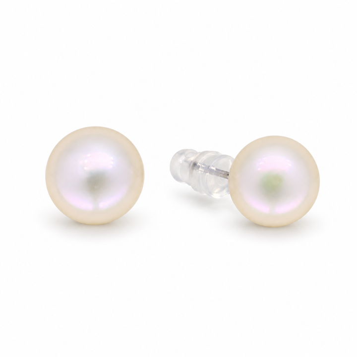 Liora Classic 8mm Pearl Stud Earrings in 925 Sterling Silver