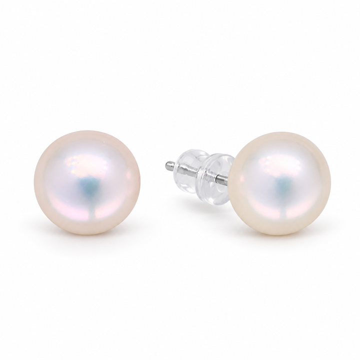 Liora Grande 9mm Pearl Stud Earrings in 925 Sterling Silver