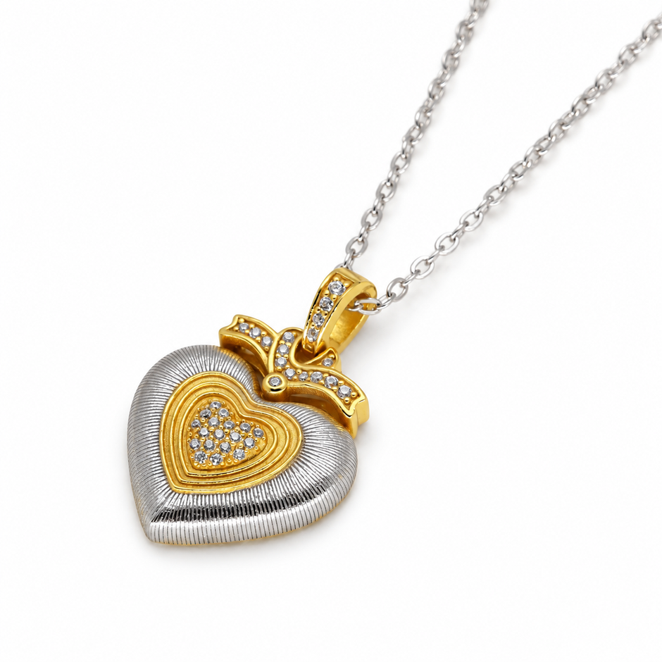 Lucienne Pave Heart Necklace by MOA - view 2