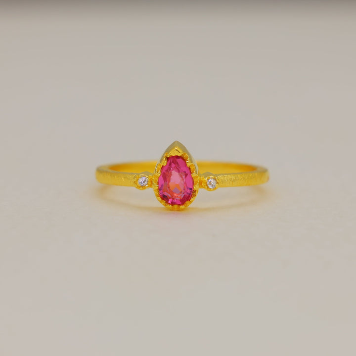 Lunelle Pink Quartz and Zircon Ring in Gold Vermeil by MOA - view 1