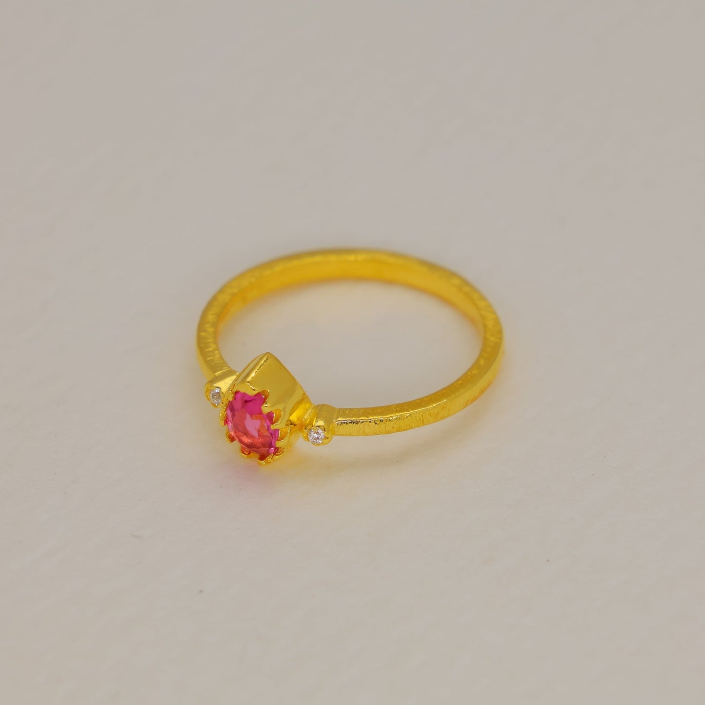 Lunelle Pink Quartz and Zircon Ring in Gold Vermeil by MOA - view 2