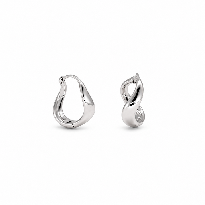Maëlle Twisted Sculptural Hoop Earrings in 925 Sterling Silver