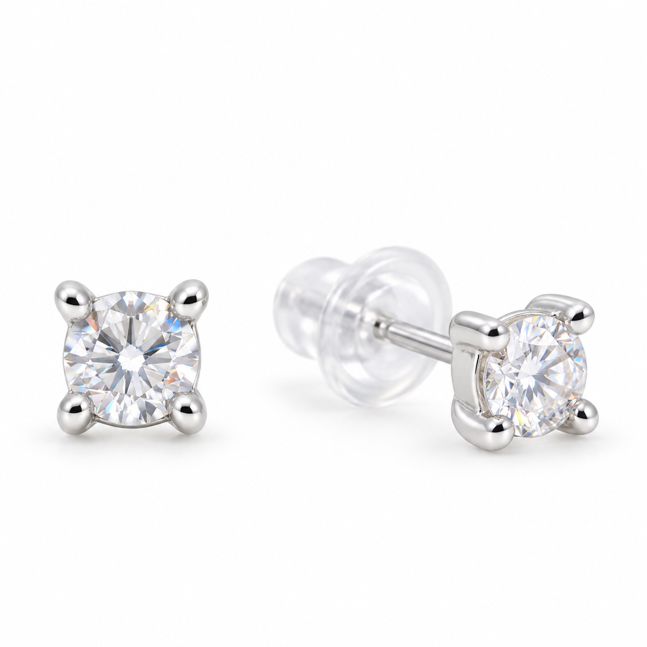 Maëra 0.06ct Solitaire Stud Earrings in 925 Sterling Silver