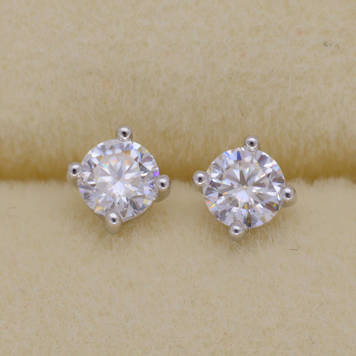 Maera Solitaire Stud Earrings in 925 Sterling Silver by MOA - view 1