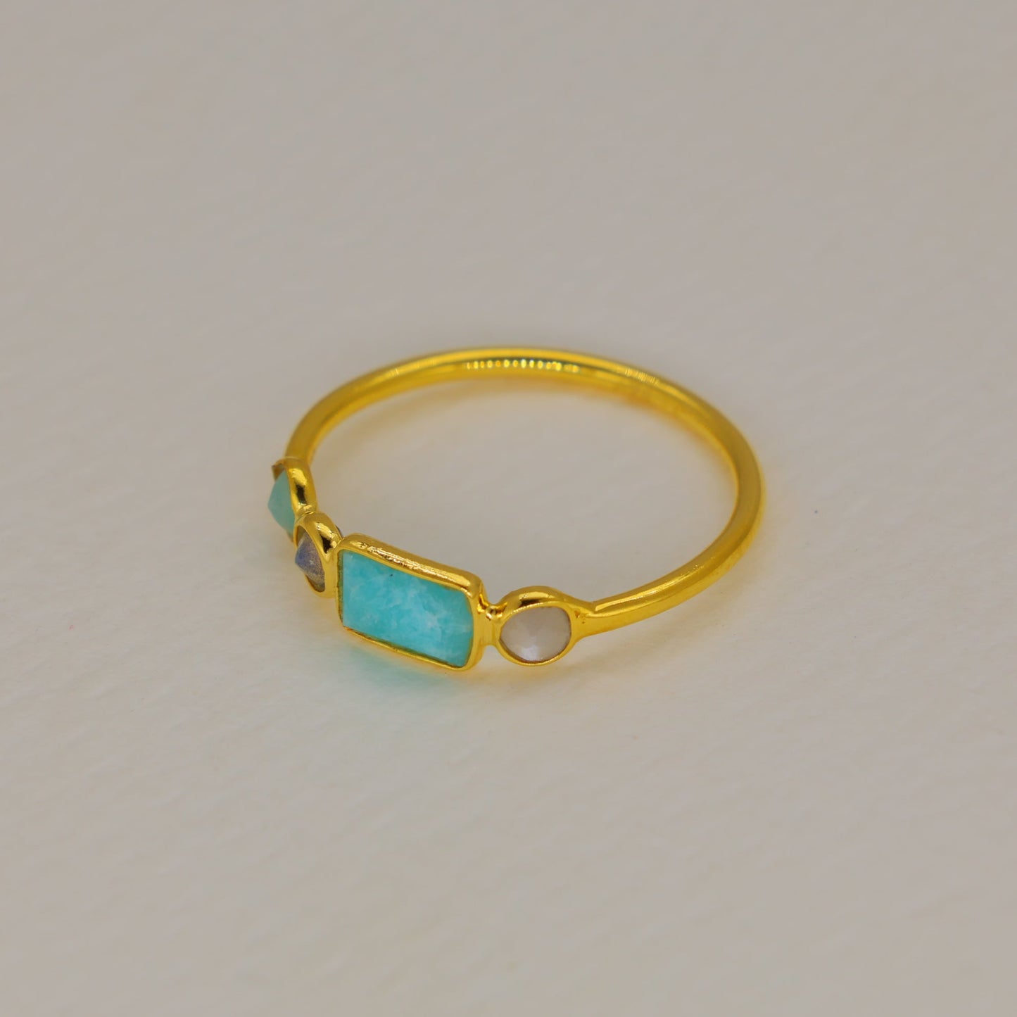 Marea Amazonite Multi-Stone Ring in Gold Vermeil by MOA - view 2
