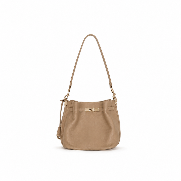 Marlowe Leather Shoulder Bag in Grey