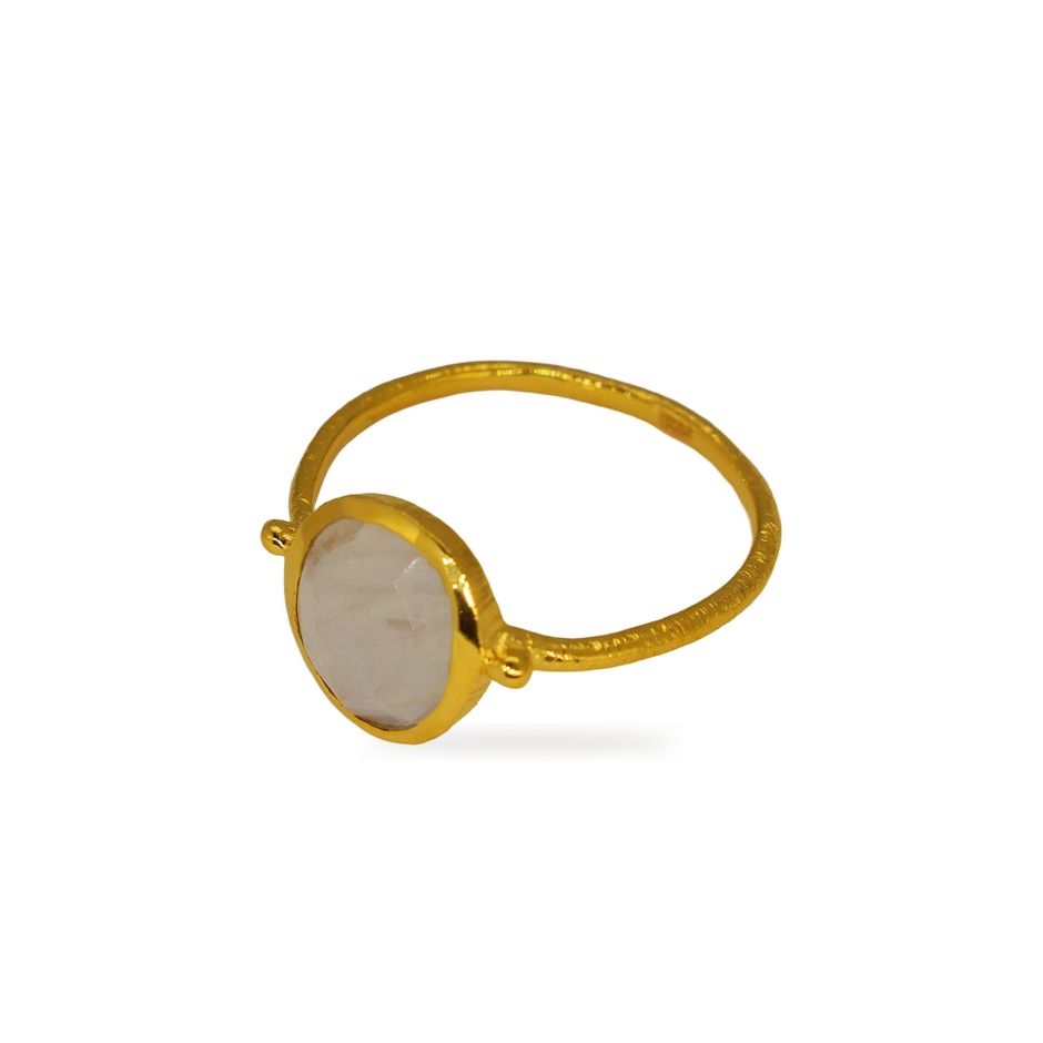 Celune Rainbow Moonstone Ring in Gold Vermeil by MOA - view 2