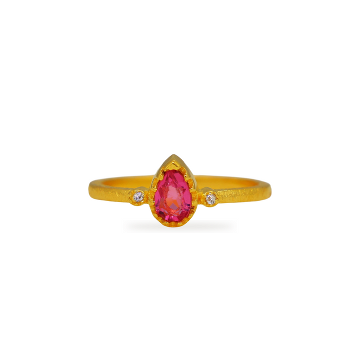 Lunelle Pink Quartz & Zircon Ring in Gold Vermeil by MOA - view 1
