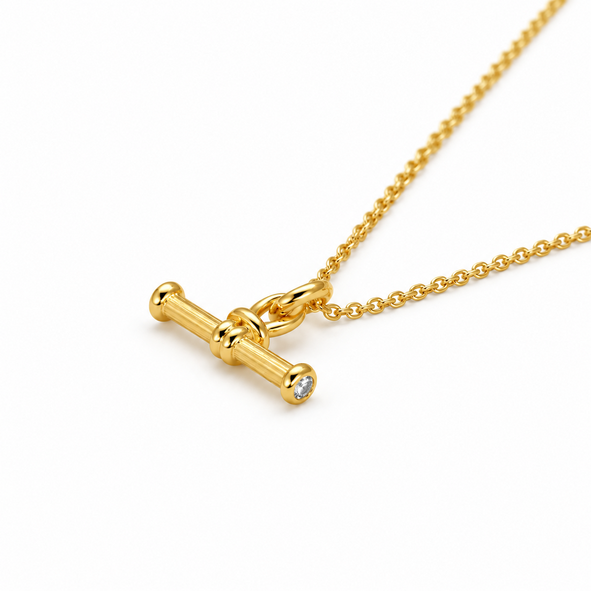 Corinne T-Bar CZ Necklace in Gold Vermeil detail view