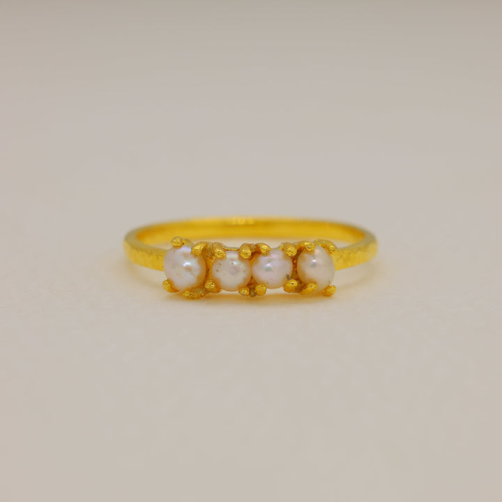 Nerelle Freshwater Pearl Trio Ring in Gold Vermeil by MOA - view 1