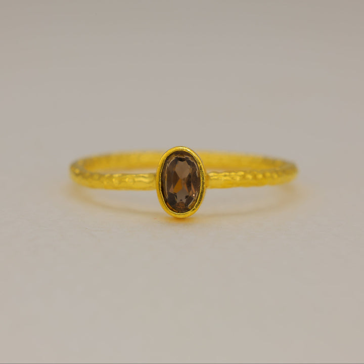 Noirielle Smoky Quartz Petite Ring in Gold Vermeil by MOA - view 1