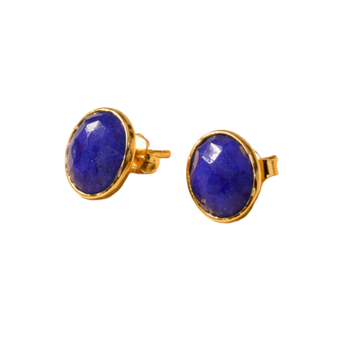 Nuit Ovale Lapis Lazuli Stud Earrings in Gold Vermeil — angle