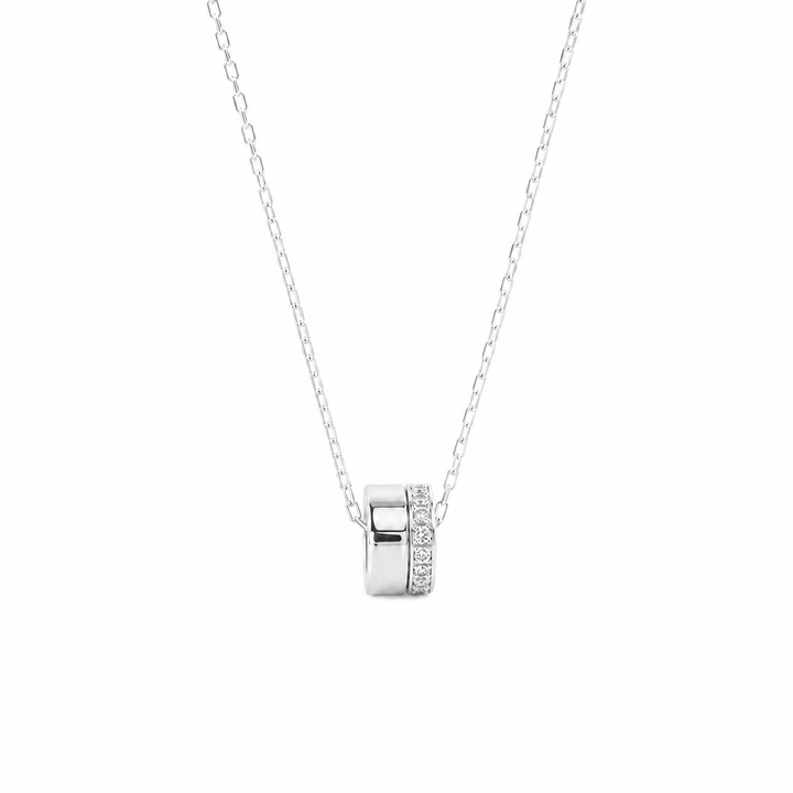 Orlène Double Ring Necklace in 925 Sterling Silver — front