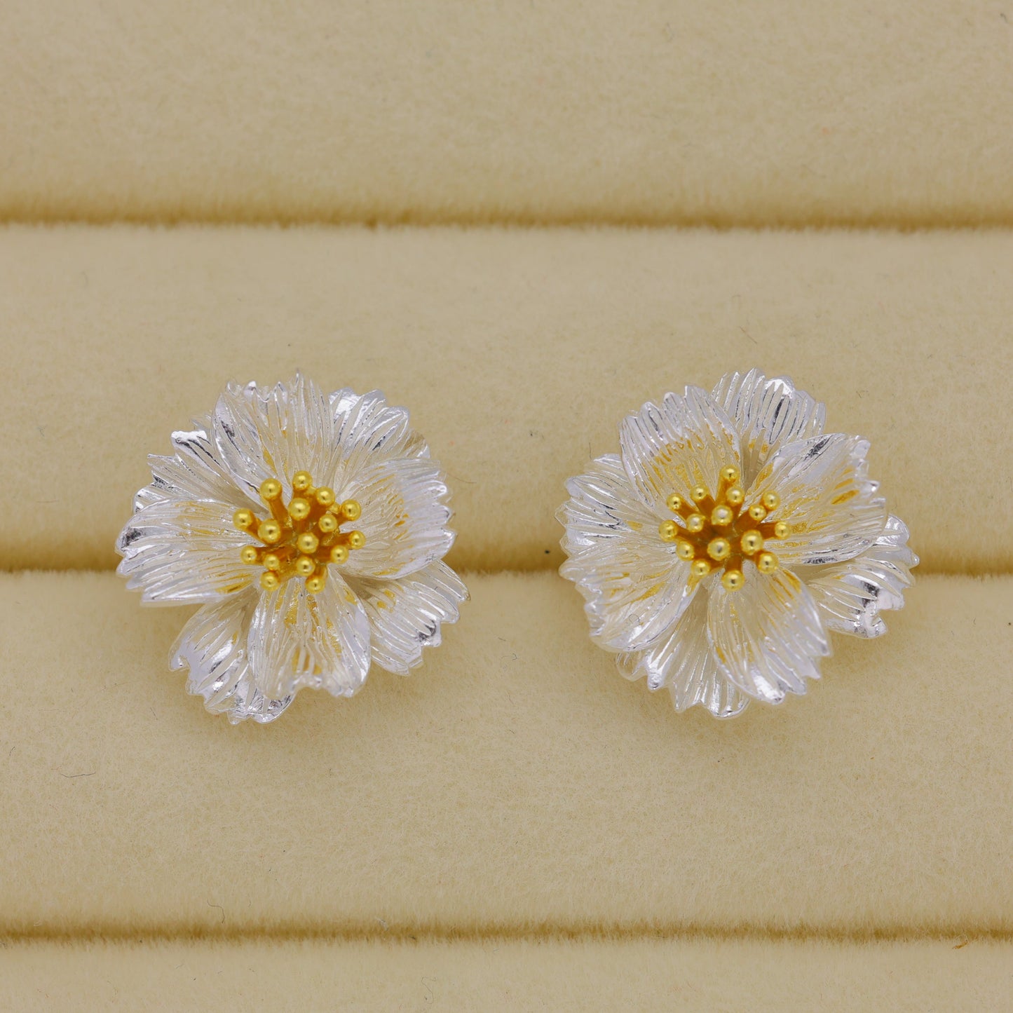 Roselia Bloom Stud Earrings in 18K Gold over 925 Silver by MOA - view 2