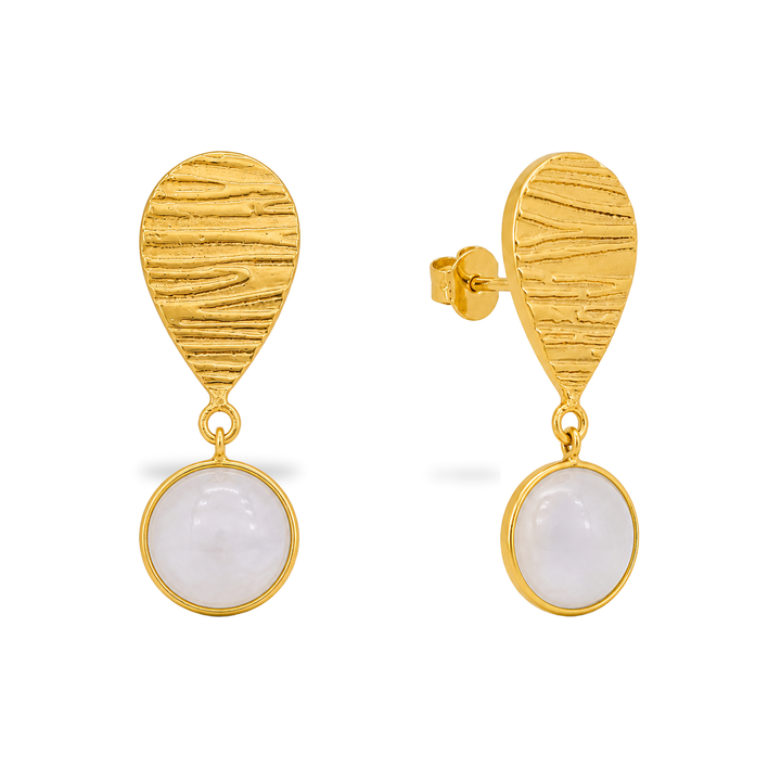 Séléné Texturé Moonstone Drop Earrings in Gold Vermeil — front