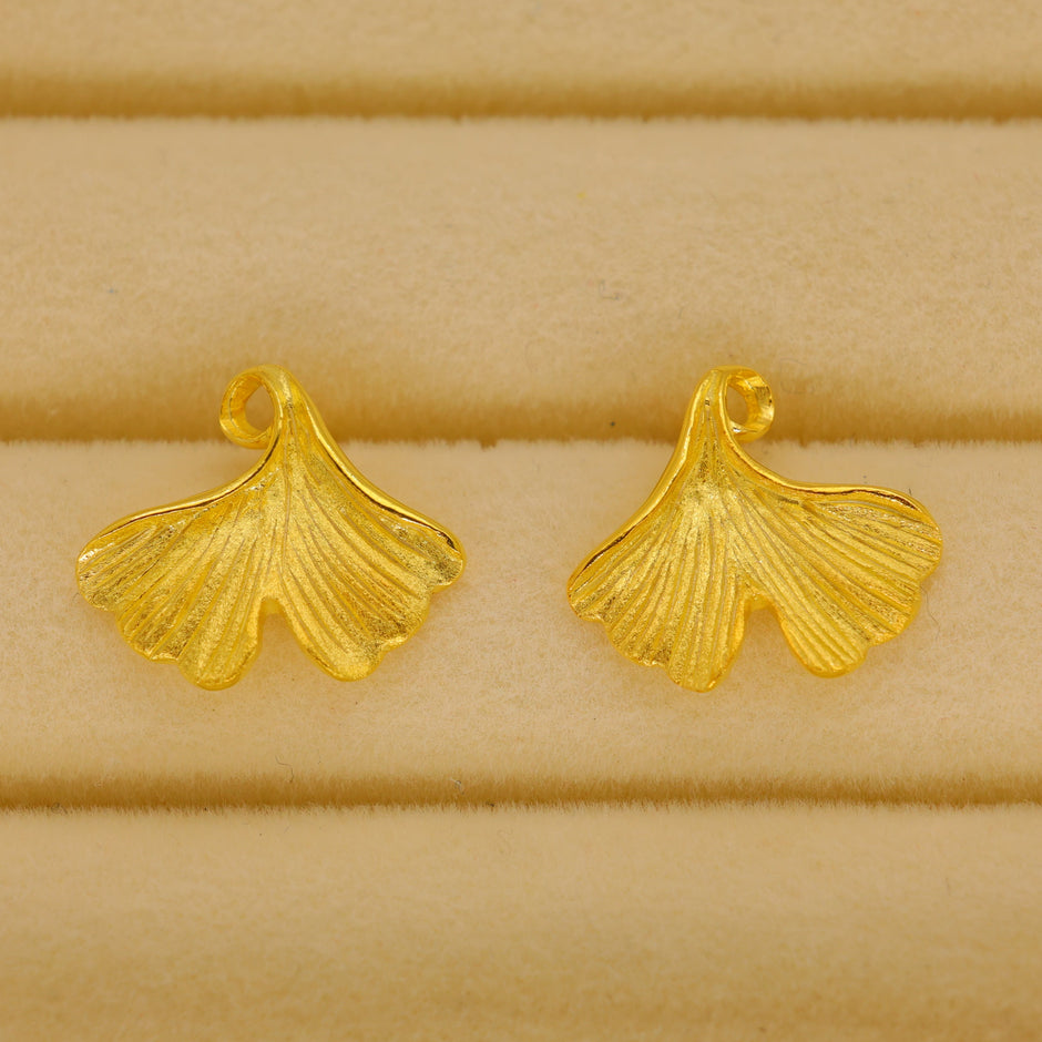 Selune Ginkgo Stud Earrings in 18K Gold over 925 Silver by MOA - view 2
