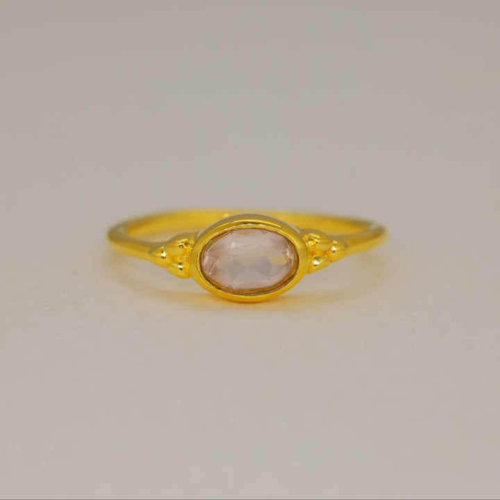 Serenelle Rainbow Moonstone Petite Ring in Gold Vermeil by MOA - view 1