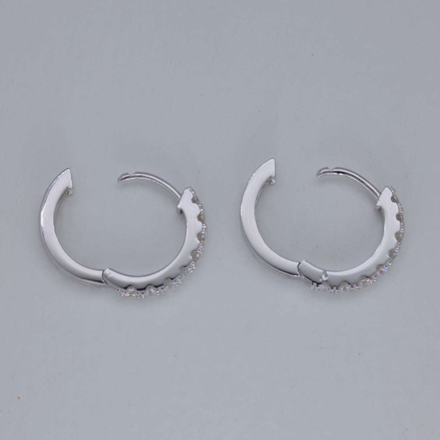 Sevara Pave Huggie Earrings in 925 Sterling Silver by MOA - view 4