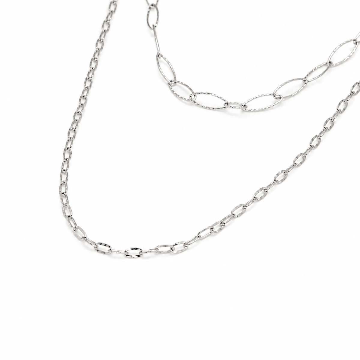Sidonie mixed-link long necklace in 925 sterling silver, link detail