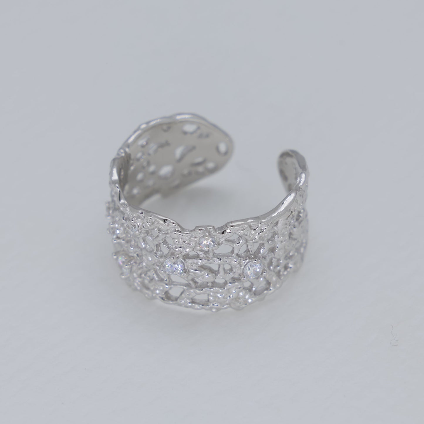 Thea Bold Filigree Open Ring in 925 Sterling Silver by MOA - view 2