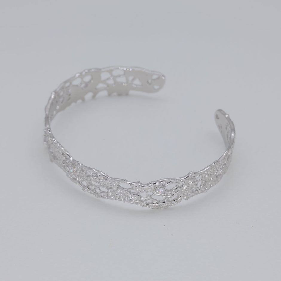 Thea Filigree Cuff Bangle in 925 Sterling Silver by MOA - view 2