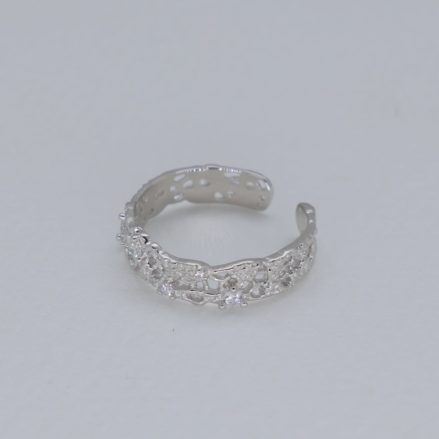 Thea Slim Filigree Open Ring in 925 Sterling Silver by MOA - view 2