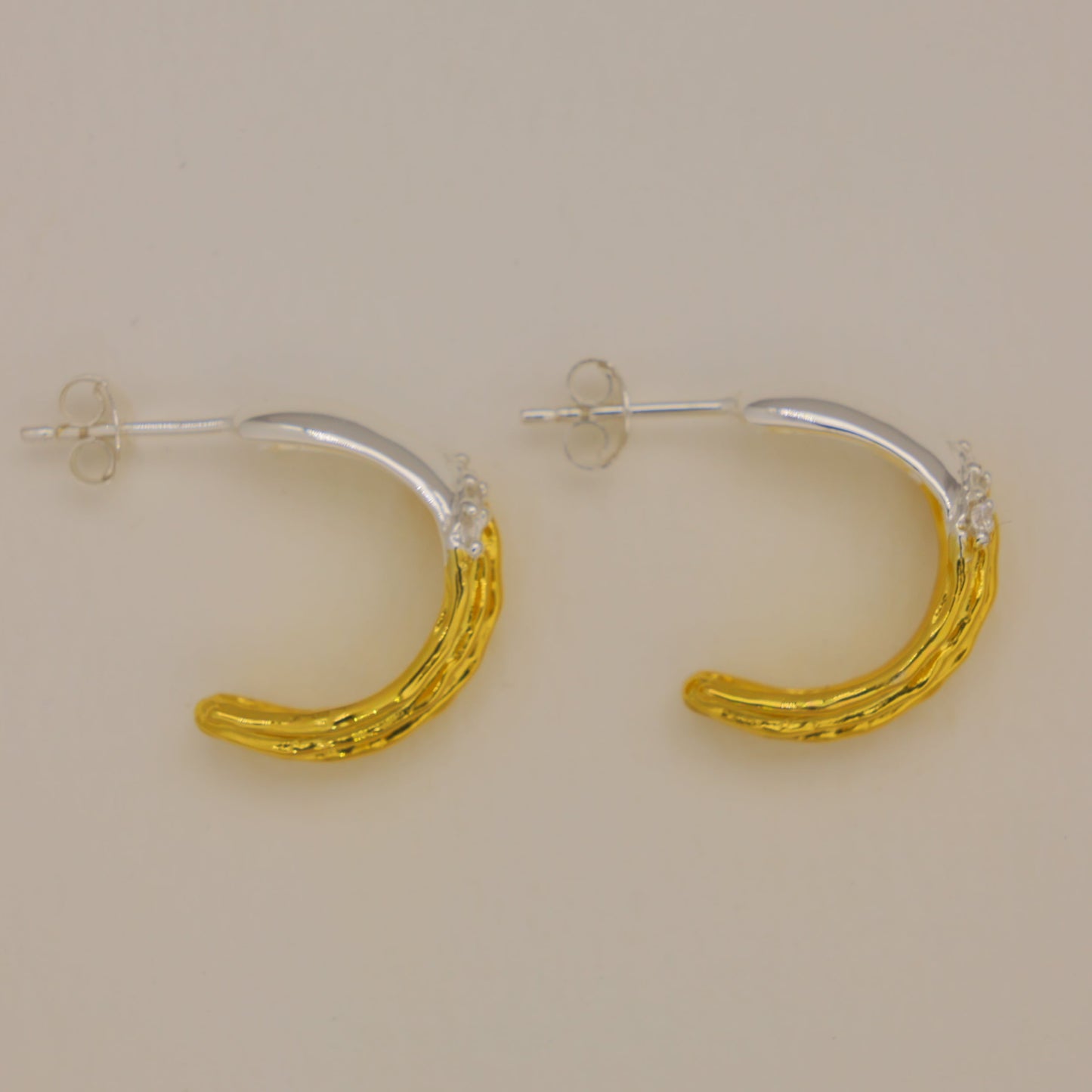 Valeriane Pave Wave Hoop Earrings in 18K Gold over 925 Silver by MOA - view 2