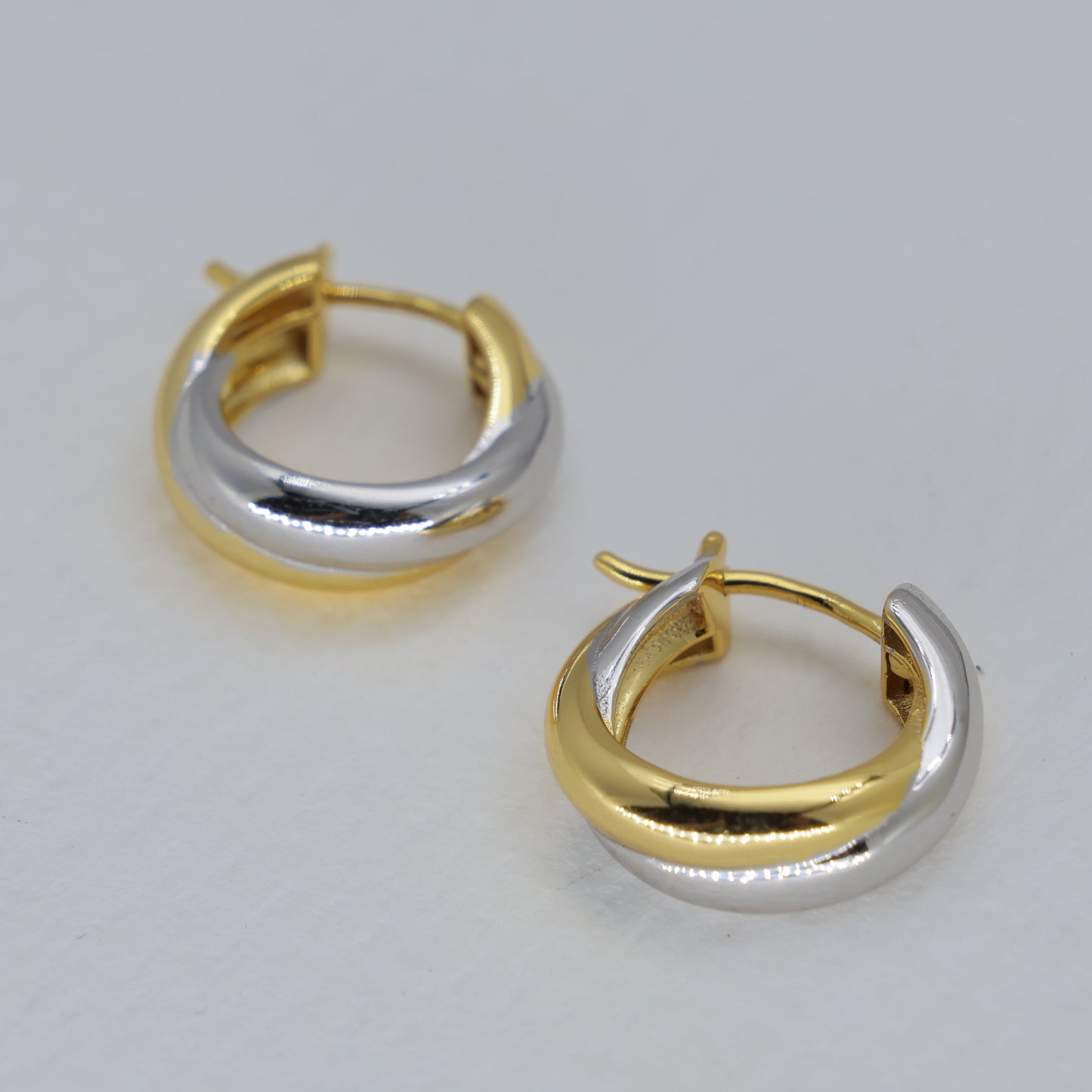 Valerie Sculpted Twist Hoop Earrings Two Tone by MOA - view 3