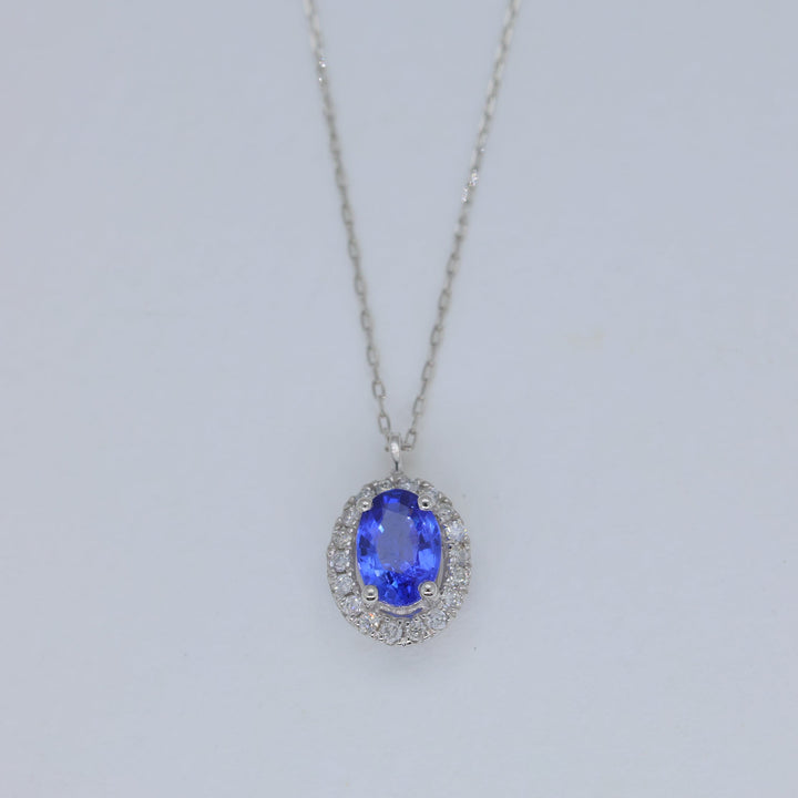 Valery Sapphire Pendant DIA Necklace in Platinum P900 by MOA - view 1