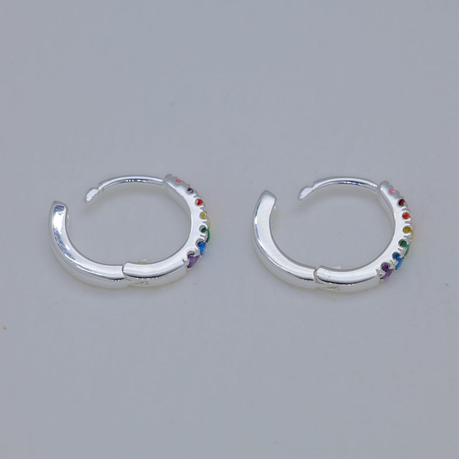 Virelle Rainbow Huggie Earrings 925 Sterling Silver by MOA - view 2
