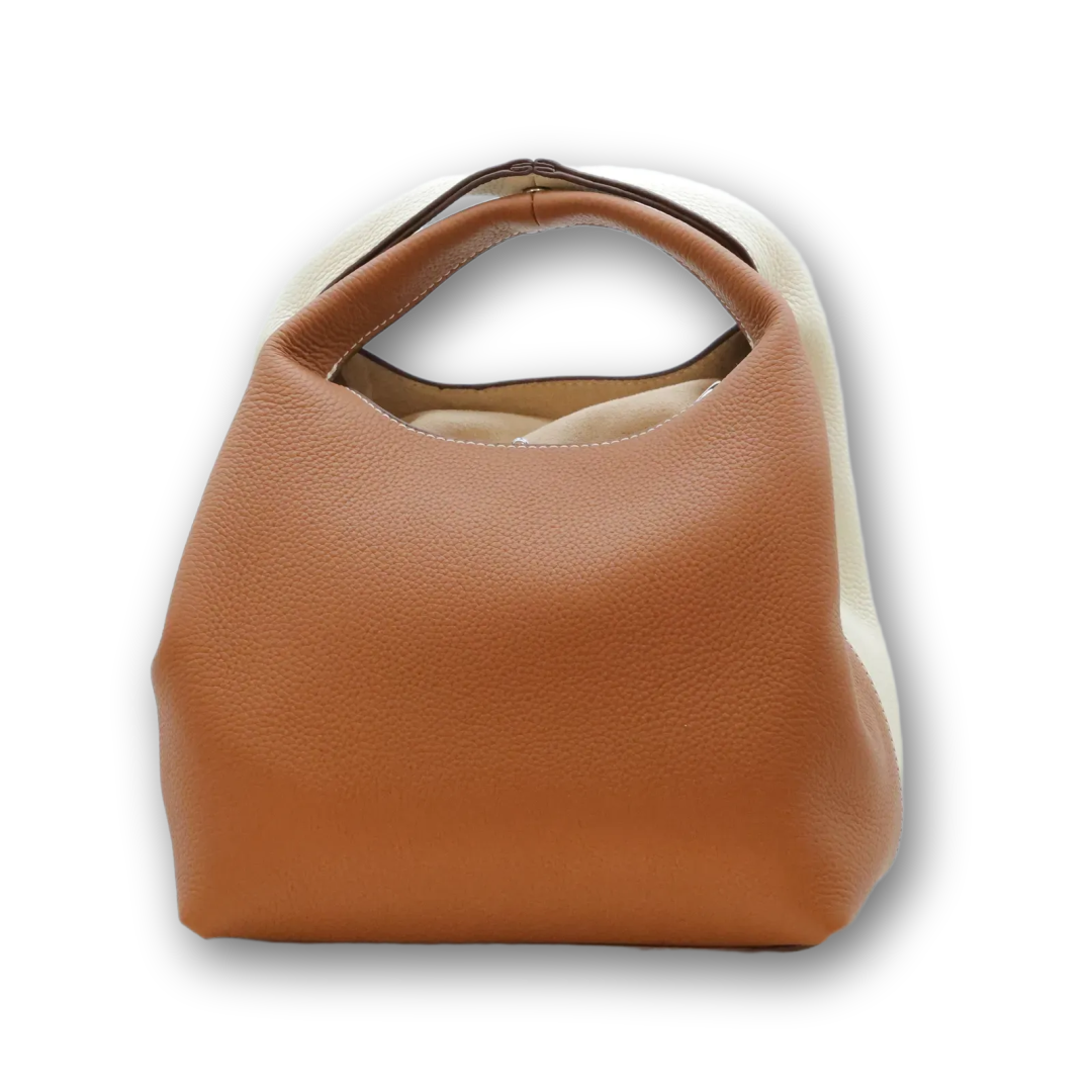 DANIELLE Leather bag - Tan/Cream
