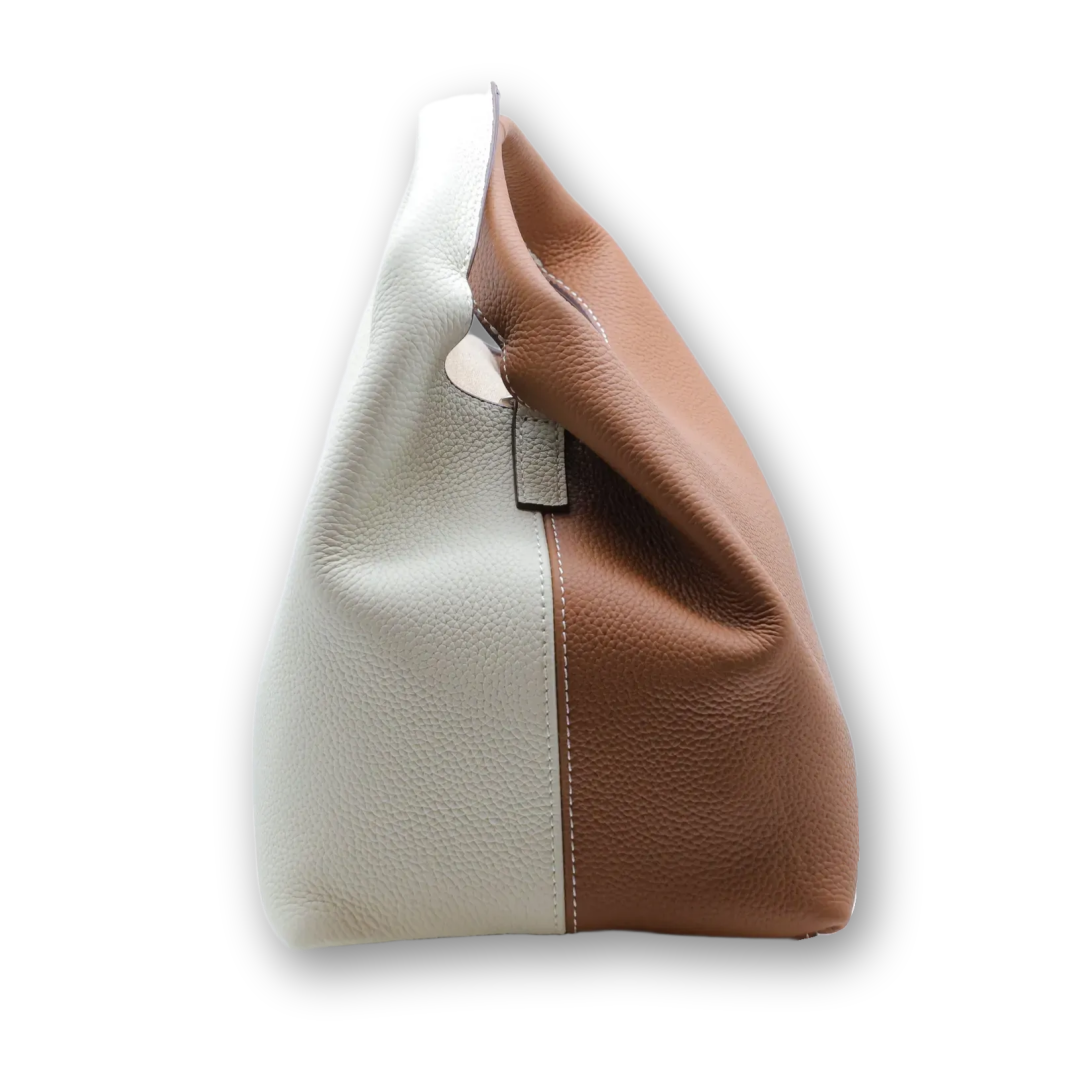 DANIELLE Leather bag - Tan/Cream