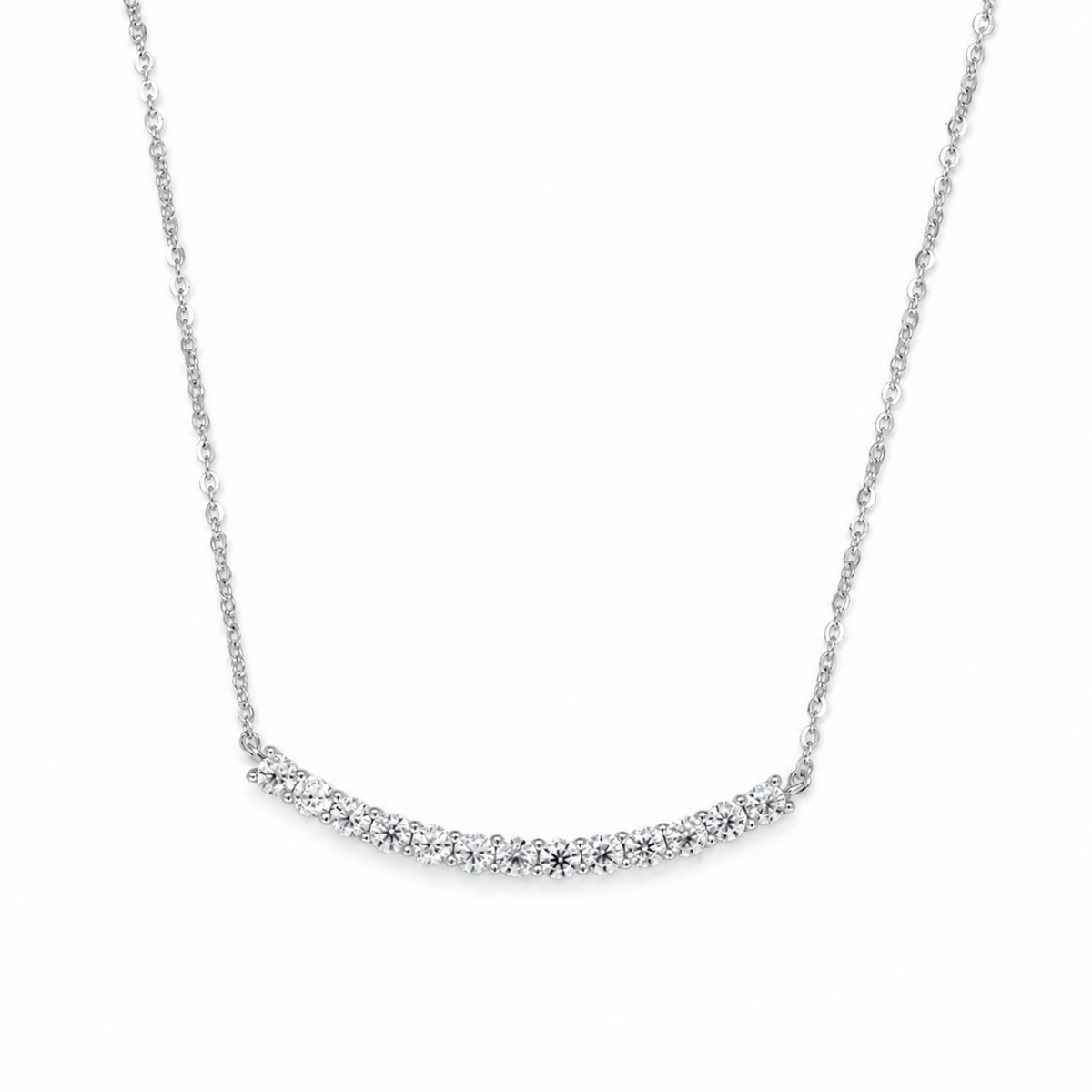Soline Pavé Bar Necklace in 925 Sterling Silver by MOA - enhanced white background main image