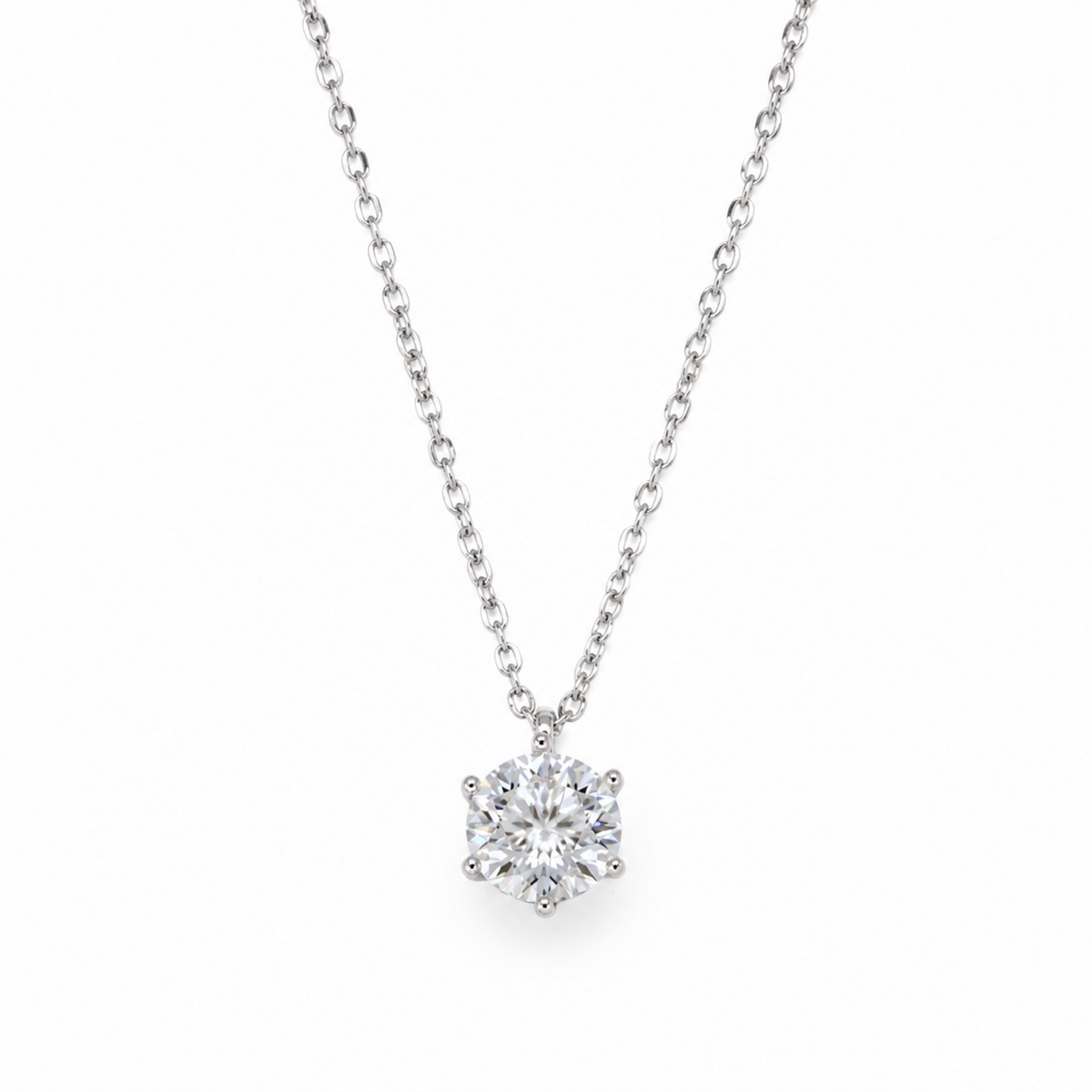 Aurelie Solitaire Necklace in 925 Sterling Silver by MOA - enhanced white background main image