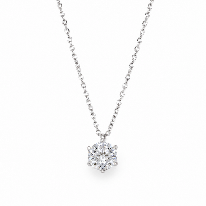 Aurelie Solitaire Necklace in 925 Sterling Silver by MOA - enhanced white background main image