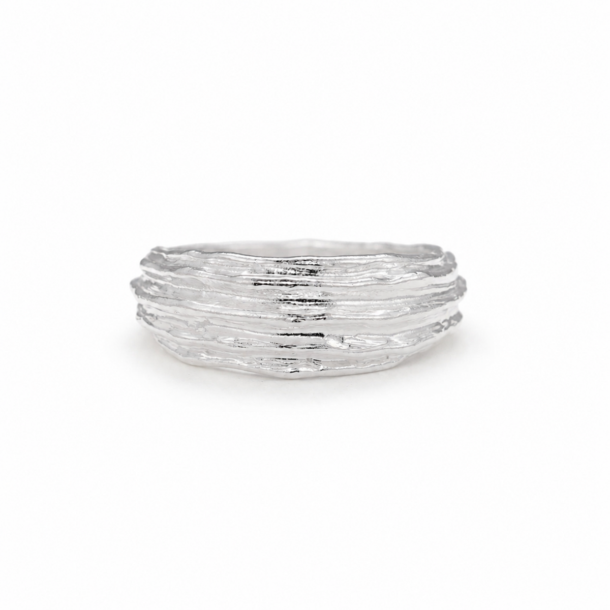 Avrelle Layered Texture Ring in 925 Sterling Silver on pure white background