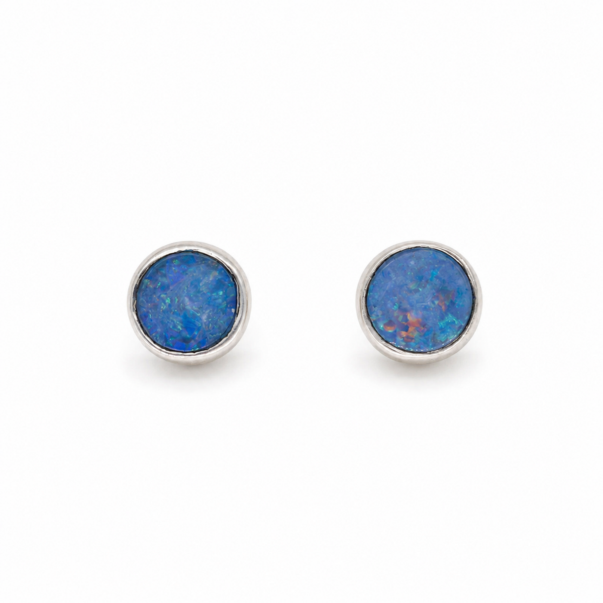 Azélie Opal Stud Earrings in 925 Sterling Silver by MOA - enhanced white background main image