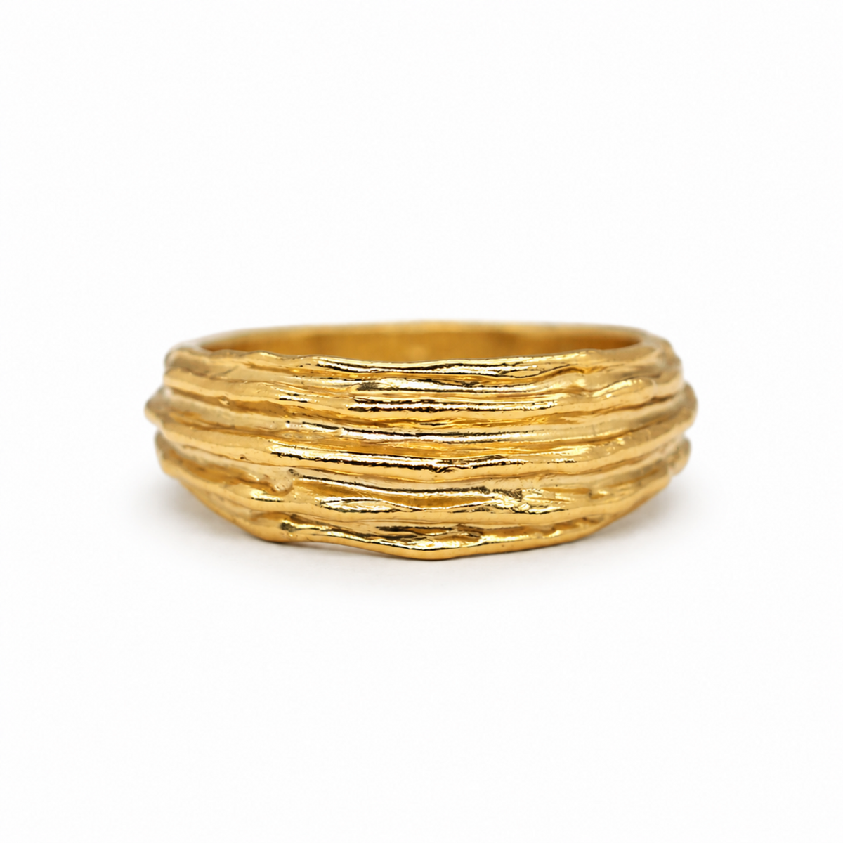 Avrelle Layered Texture Ring in 18K Gold over 925 Silver on pure white background