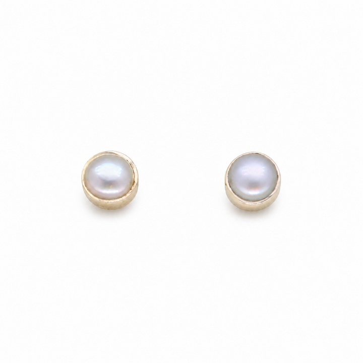 Émira Pearl Stud Earrings in 925 Sterling Silver by MOA - enhanced white background main image