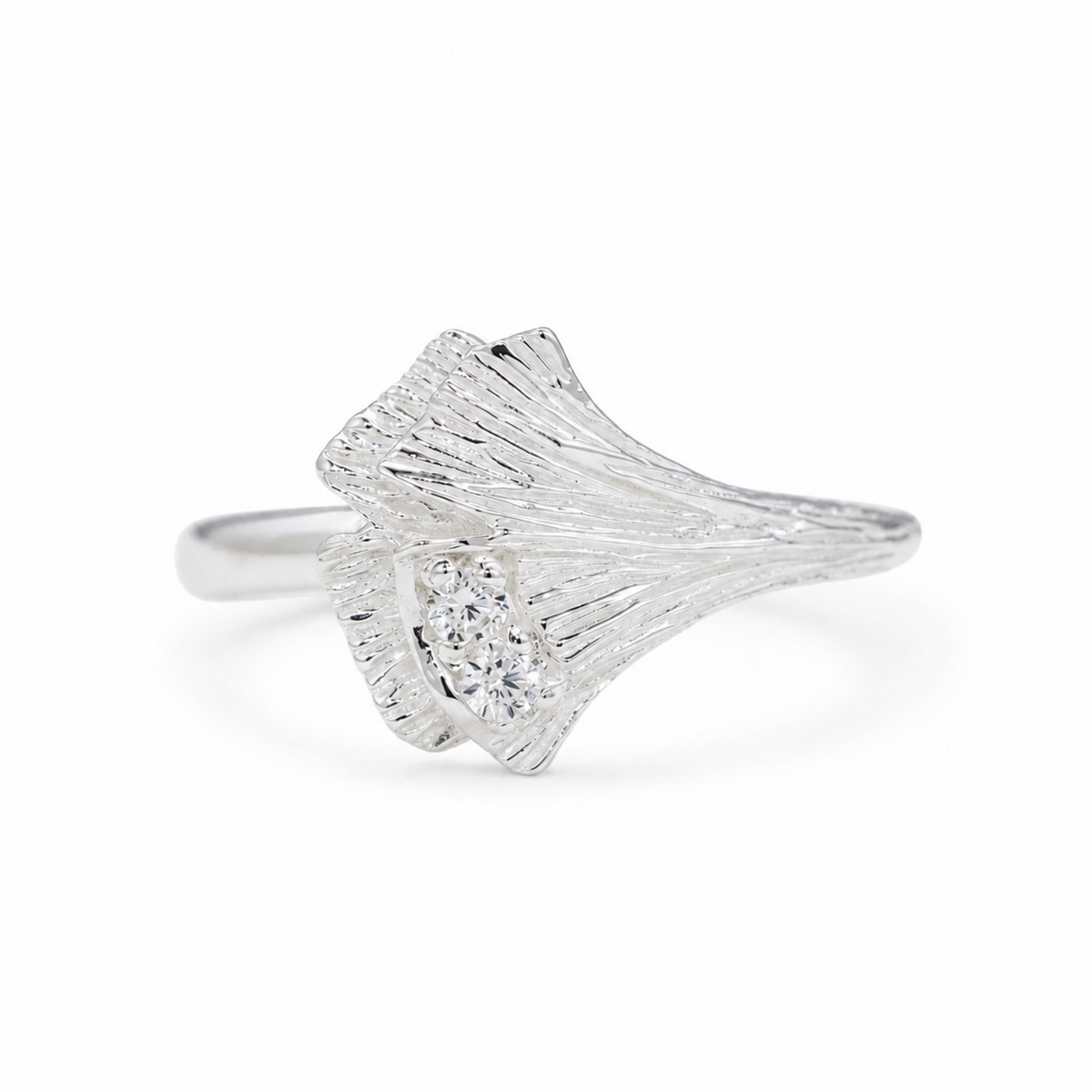 Giverny Petal Ring in 925 Sterling Silver on pure white background