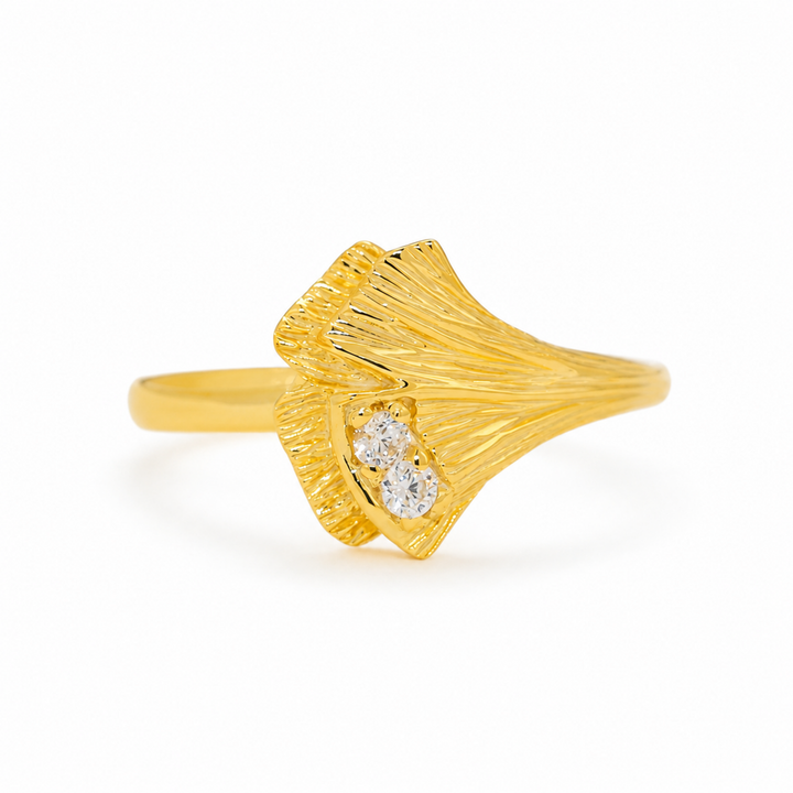 Giverny Petal Ring in 18K Gold over 925 Silver on pure white background