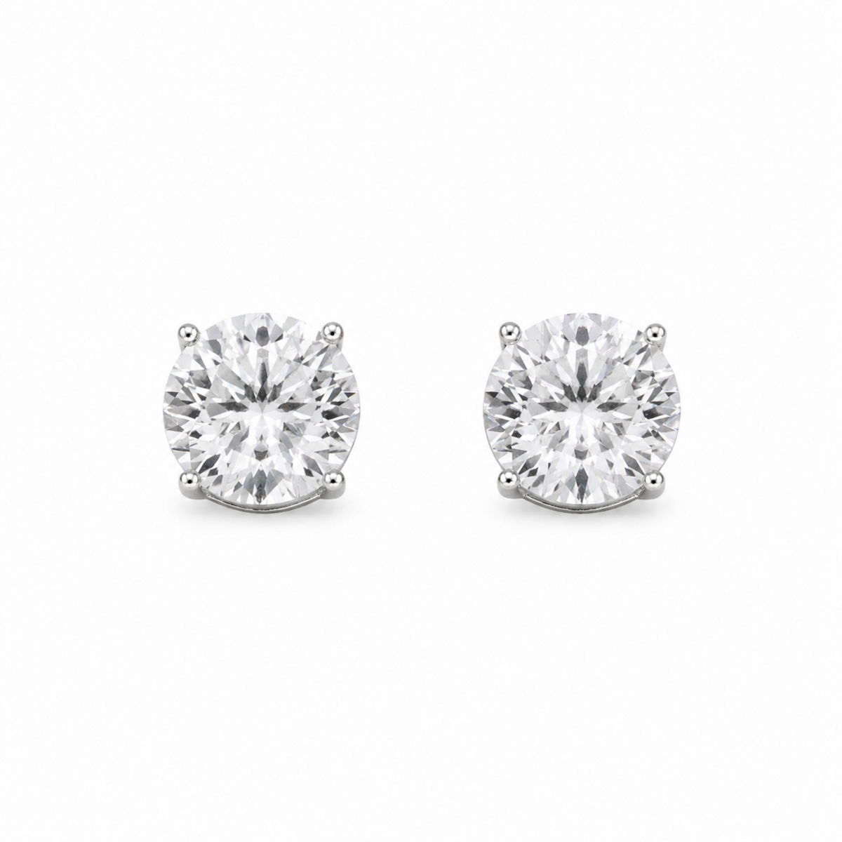 Elara Classic Stud Earrings in 925 Sterling Silver (Push Back) by MOA - enhanced white background main image