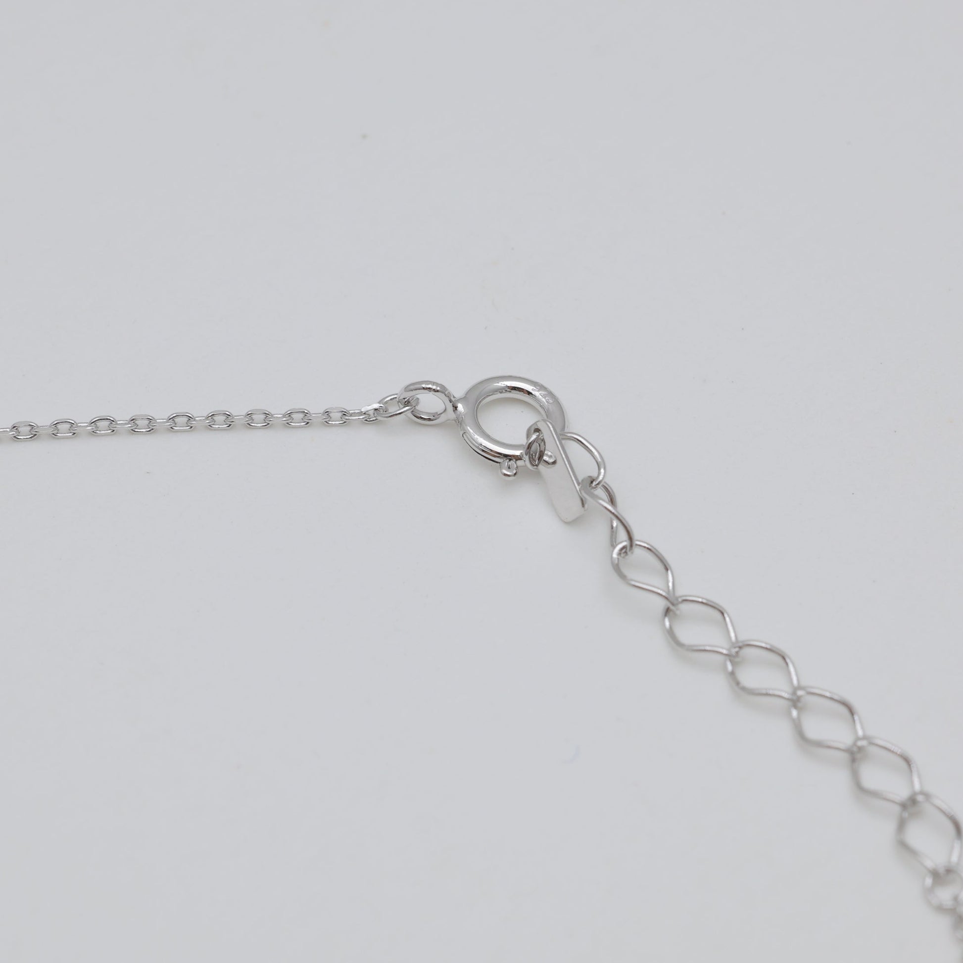 Spring clasp and adjustable chain extension.