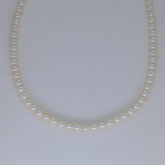 MOA freshwater pearl necklace with 4mm pearls and adjustable slide ball clasp in 925 sterling silver