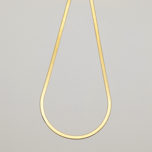 Full view of Margaux Herringbone Necklace in gold vermeil with lobster clasp