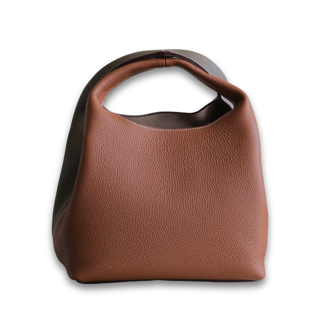 DANIELLE Leather bag - Grey/Tan