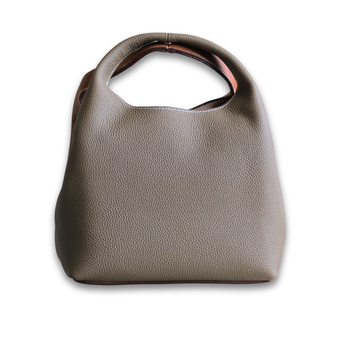 DANIELLE Leather bag - Grey/Tan
