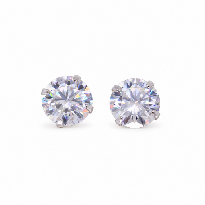 Émilienne Grande Solitaire Stud Earrings in 925 Sterling Silver by MOA - enhanced white background main image