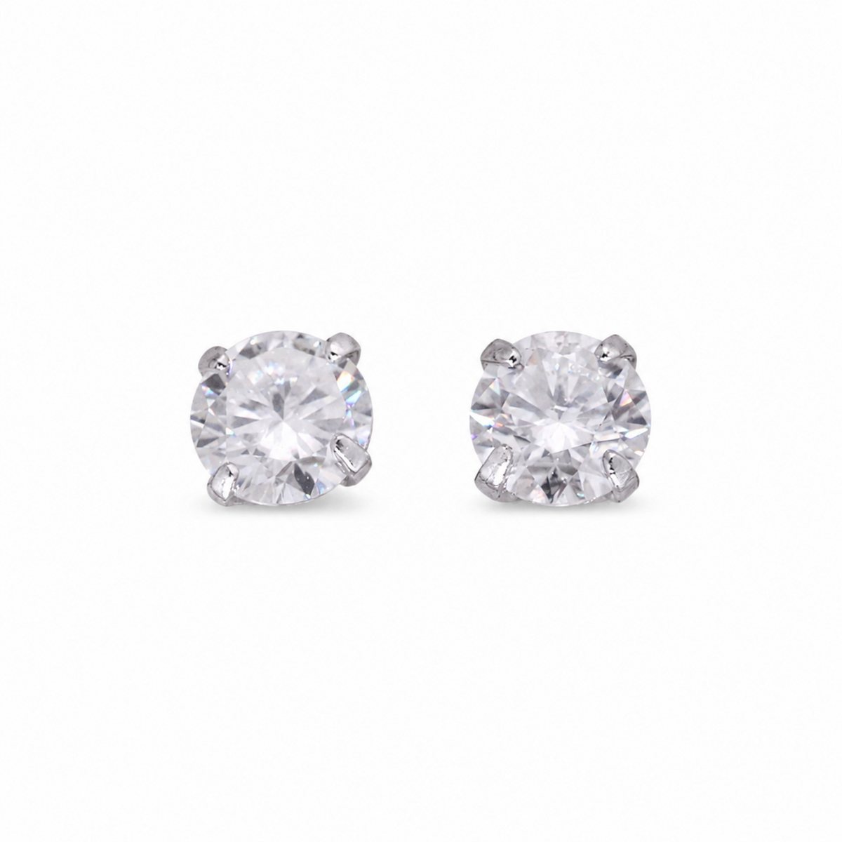 Émilienne Petite Solitaire Stud Earrings in 925 Sterling Silver by MOA - enhanced white background main image